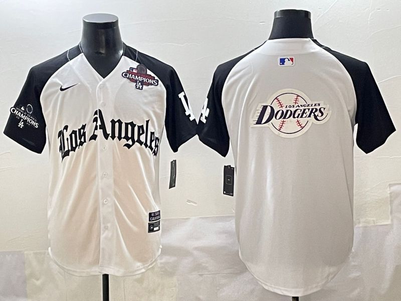 Men 2025 Los Angeles Dodgers Blank White black Five generations Joint Name Nike MLB Jersey style 52633